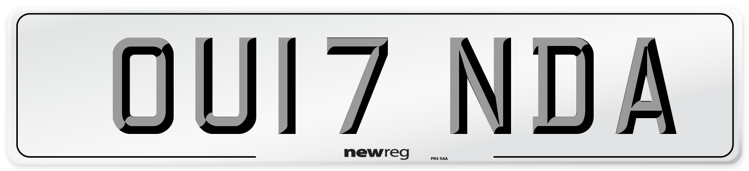 OU17 NDA Number Plate from New Reg
